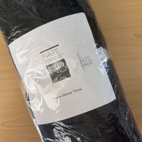 NEW Acrylic 70% Mohair 30% Pure Wool Throw Blanket‎ Black Gray Colorblock Ombre - Picture 8 of 8